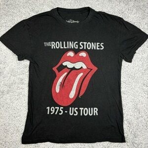 Rolling Stone Shirt Womens Small Music Lips Mouth Tongue 1975 US Tour Concert